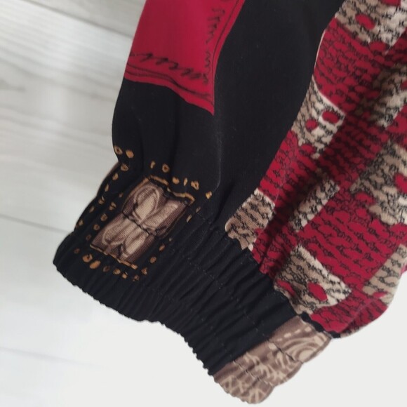 Kensington Square Jacket XL Red Full Zip Lightweight Leaf Pattern Vintage 80's - Picture 4 of 12